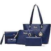 Soperwillton Handbags and Purses for Women Shoulder Tote Bags Top Handle Satchel Purse Set 5pcs