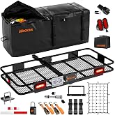 Mockins 60"x20"x6" Heavy-Duty Trailer Hitch Cargo Carrier w/ 20 CuFt Waterproof Cargo Bag | 500 Lb Cap All-Weather Folding Lu