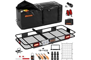 Mockins 60x20x6 Car Hitch Cargo Carrier Hitch Mount w/ 20 CuFt Trailer Hitch Cargo Carrier Bag |500 Lbs Cap Heavy Duty Vehicl