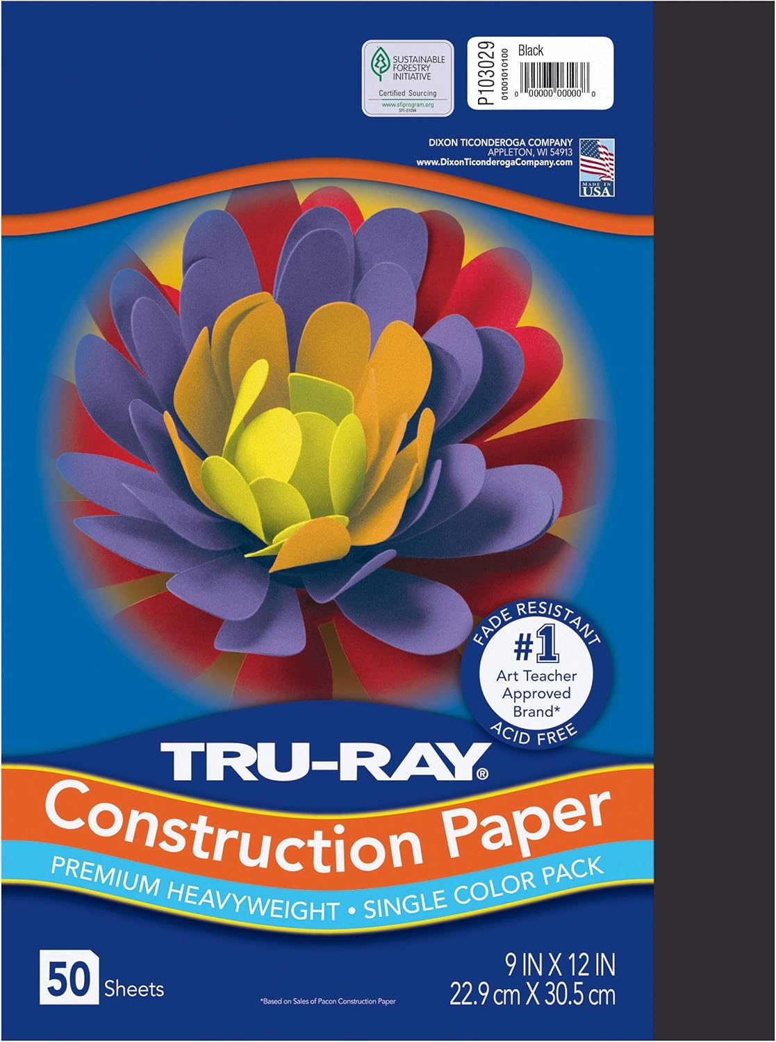 Tru-Ray Heavyweight Construction Paper, Black, 9" x 12", 50 Sheets, Sulphite Construction Paper : Office Products