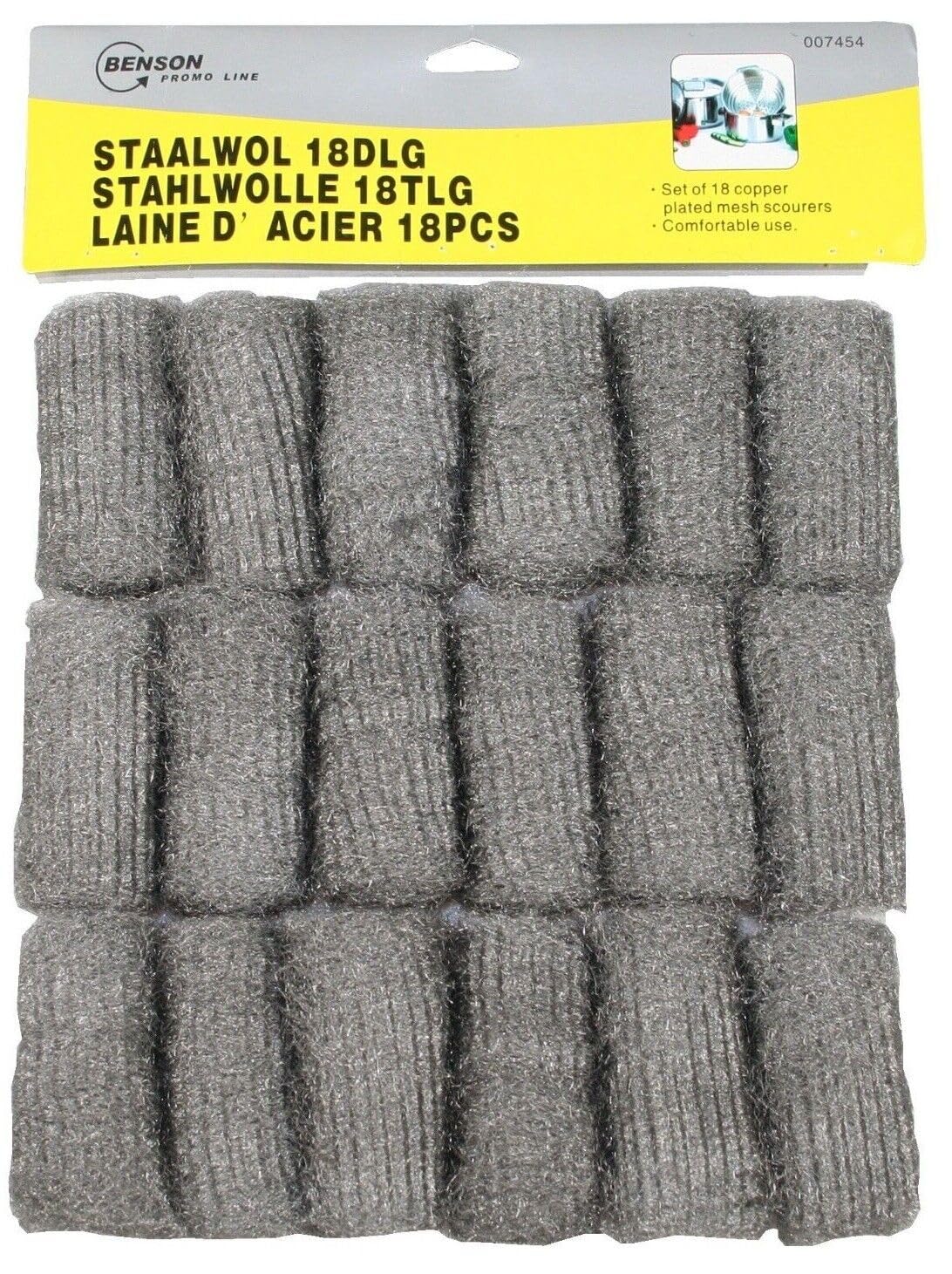 BENSON 08398 Steel Wool, Pack of 18, Assorted Colours