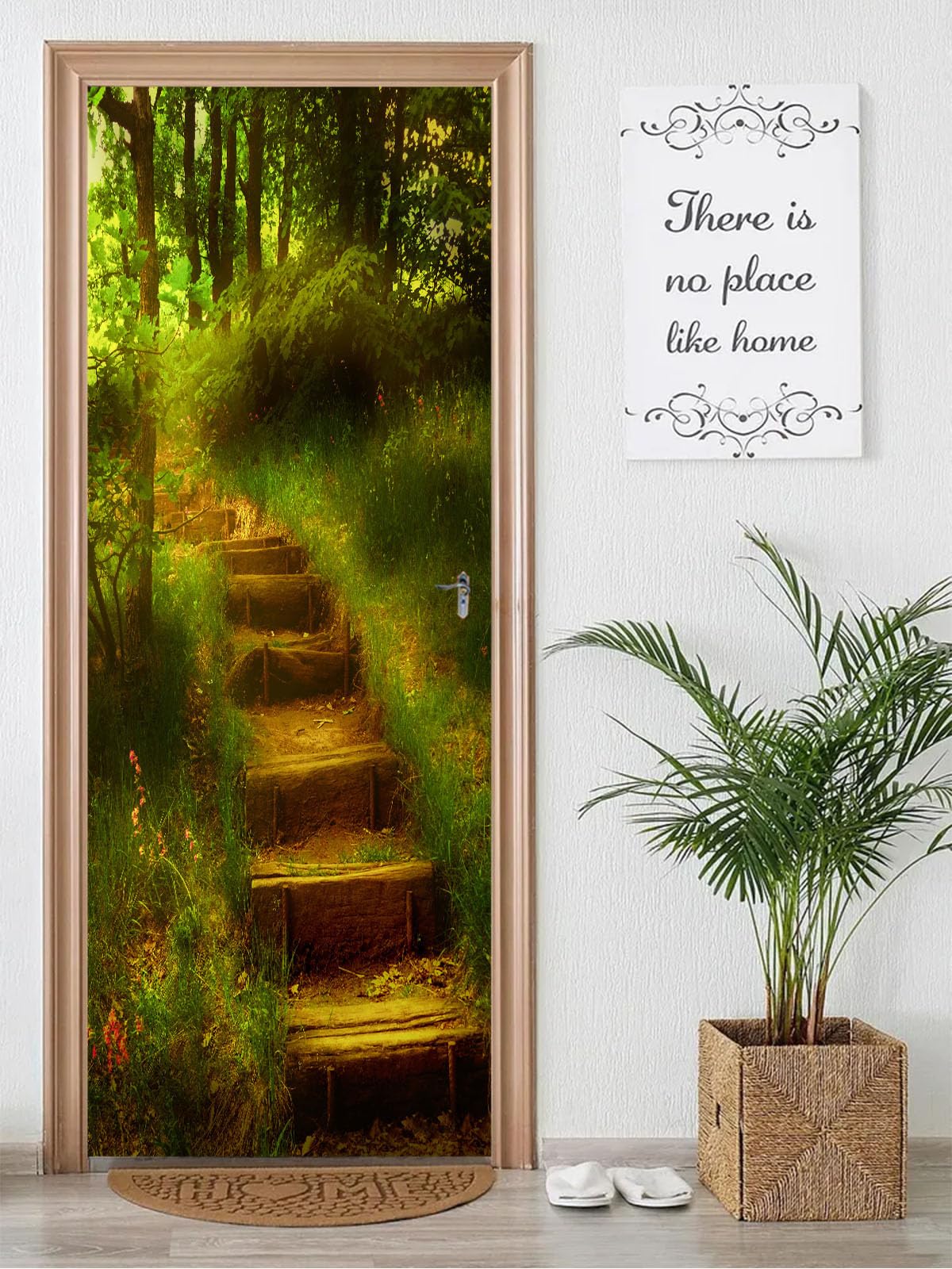 FLFK 3D Fairy Tale Forest Door Murals Peel and Stick 77x200cm-Self-adhesiv Door Wallpaper Wall Stickers Poster for Bedroom Decor(2Pcs/Set)