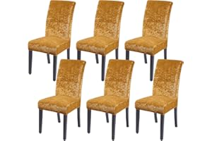 Joccun Velvet Chair Covers for Dining Room Set of 6, Washable Dining Chair Slipcovers Stretch Dining Room Chair Covers Seat Protector, Parsons Chair Cover for Home,Hotel,Banquet(Gold,6 Pack)