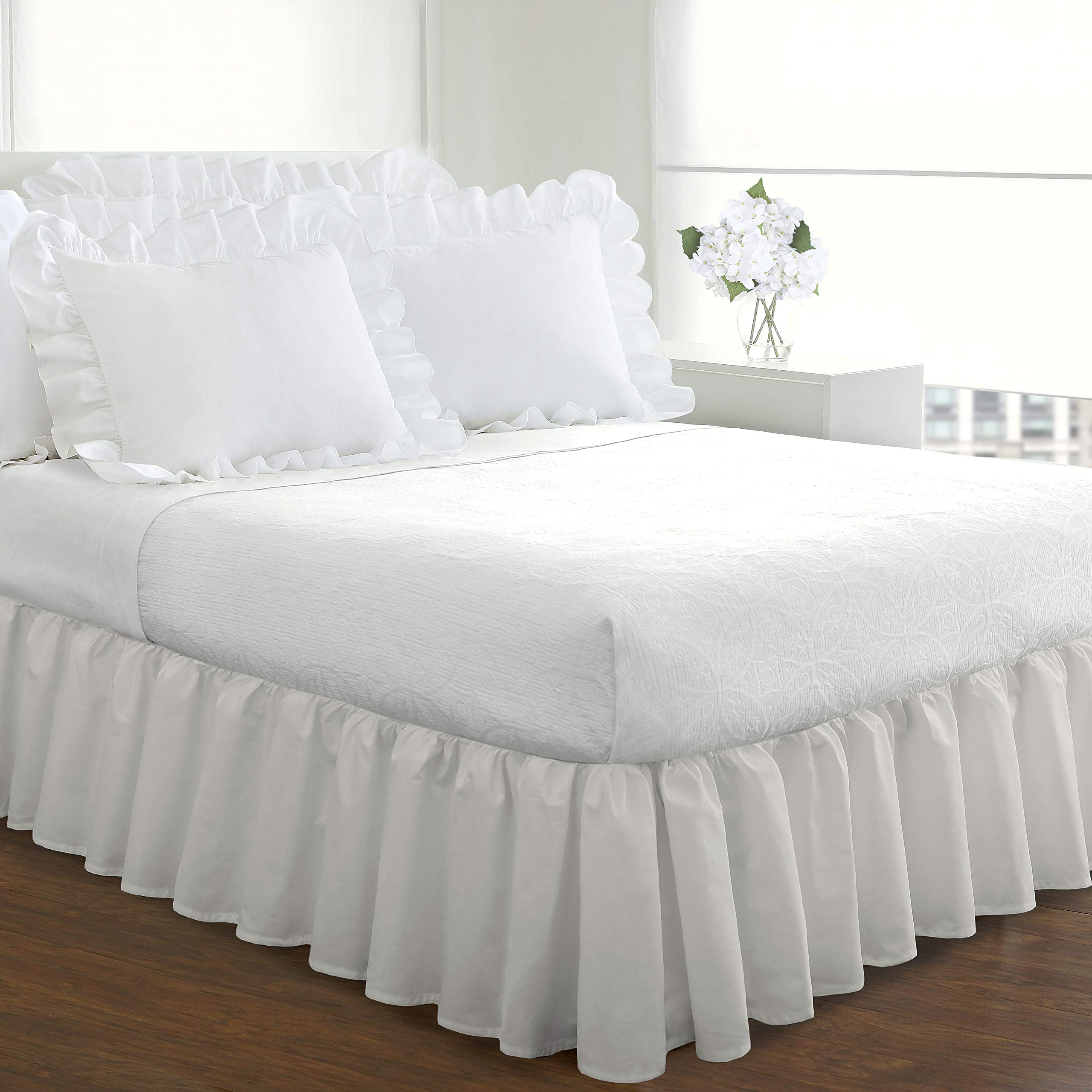 Bedding Ruffled Bedskirt Classic 18” Drop Length Gathered Styling