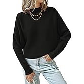 ZESICA Women's Fall 2026 Turtleneck Batwing Long Sleeve Ribbed Knit Casual Soft Pullover Sweater Jumper Top