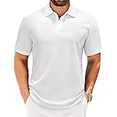 J.VER Mens Polo Shirts Short Sleeve Waffle Knit Textured Shirt Classic Casual Collared Golf Polo Shirt
