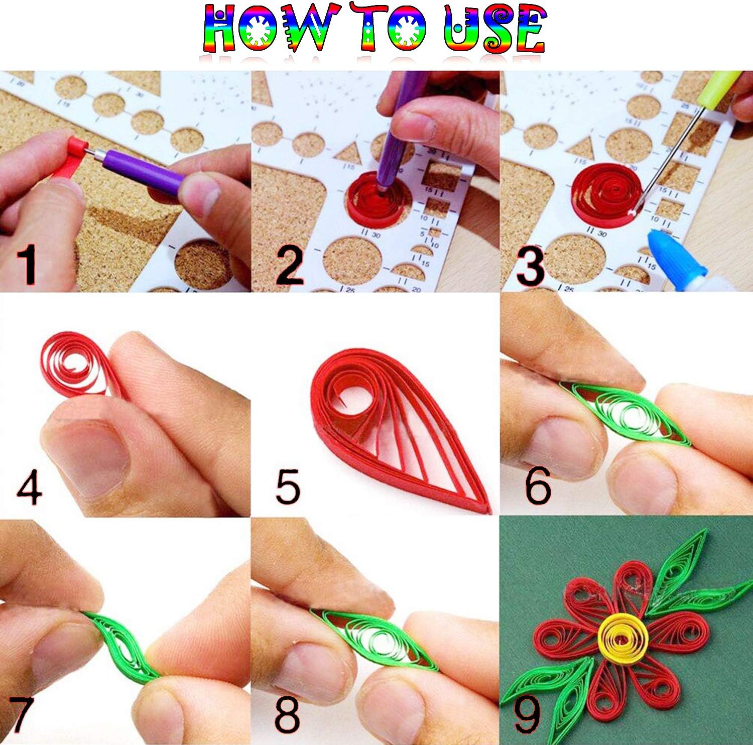 Quilling PCS 1 and Tweezers PCS 1 Kit, Tools Quilling Tools Slotted PCS 5 Multifunction Woohome