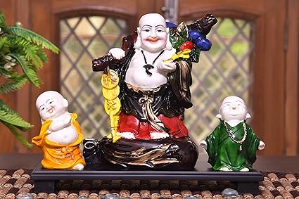MARINERS CREATION Polyresin Laughing Buddha Statue for Home Decor, 30x10x24 cm (Multicolour)