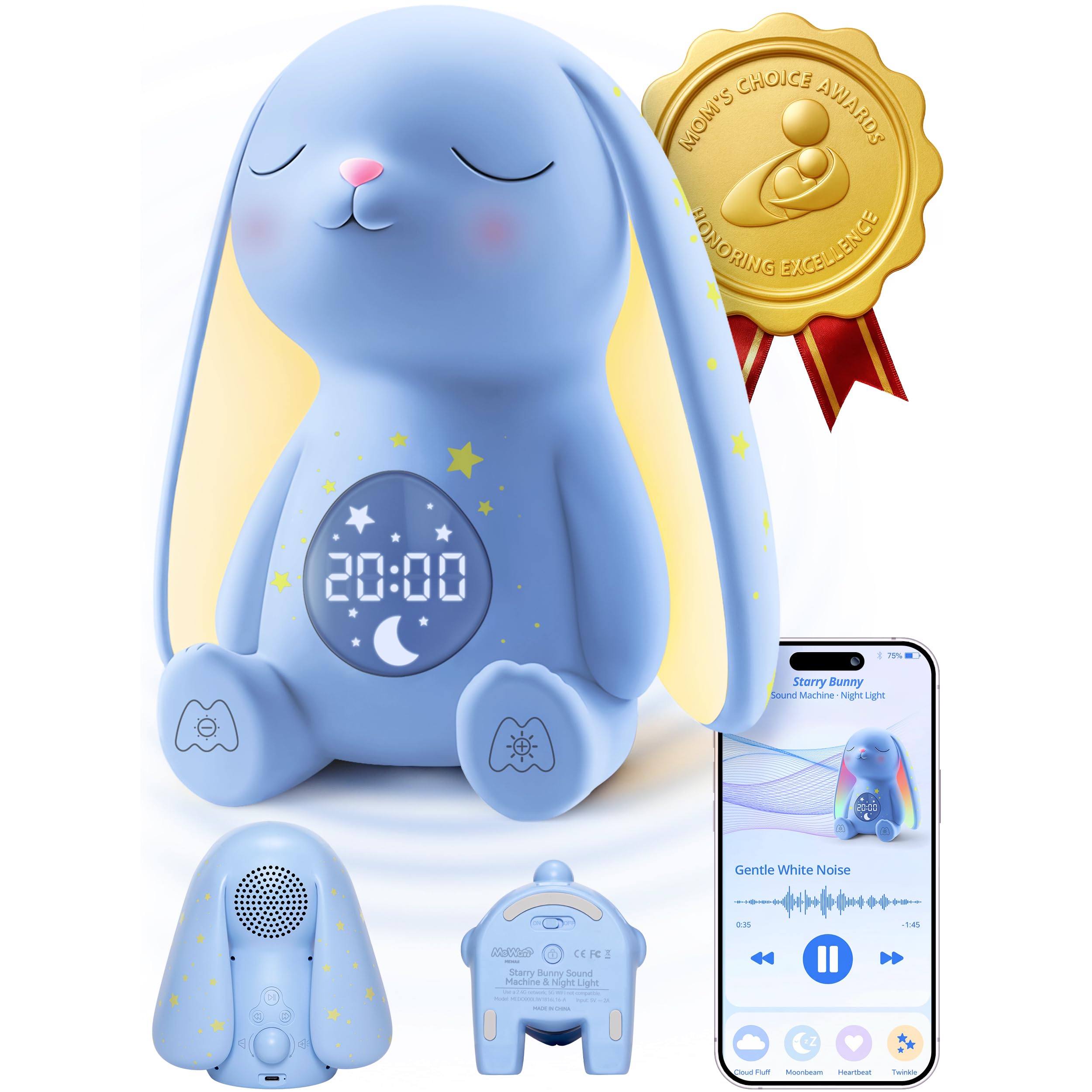 Photo 1 of 2025 Mom's Choice Awards | White Noise Sound Machine Baby – AI Cry Detection, 100 Soothing Sounds, App Control, Night Light, Sleep Trainer, Sound Machine for Sleep, Newborn Essentials, Alarm Clock