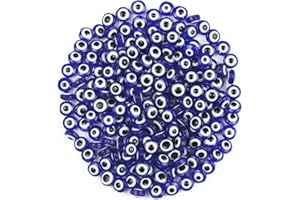 AROKIMI 200pcs Evil Eye Beads for Bracelets Necklace Jewelry Making (8mm, Blue)