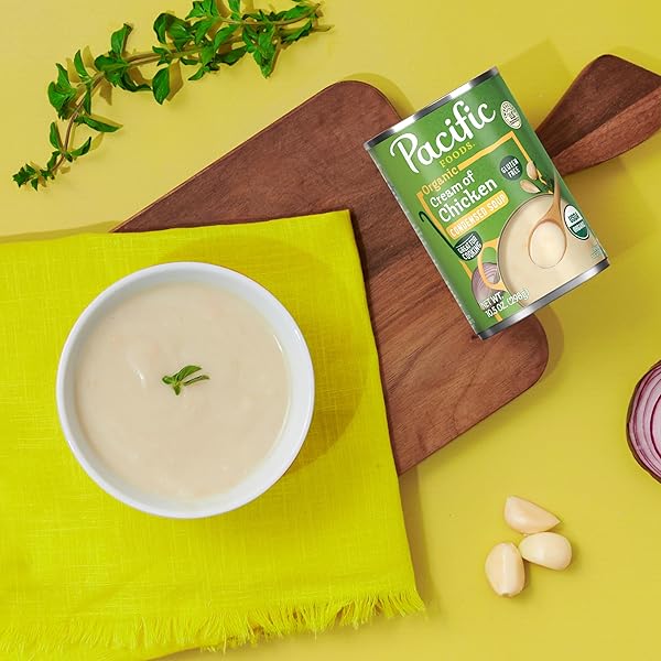 PACIFIC FOODS ORGANIC CREAM OF CHICKEN SOUP, 10.5 OZ CAN