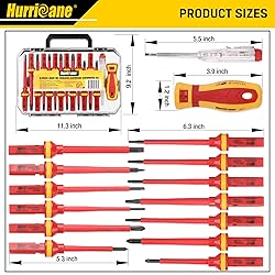 HURRICANE 1000V Insulated Screwdriver Set, 15pc