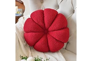 DDLIURY Round Throw Pillow, 17.7" Round Cushion Pillows Pumpkin Decorative Pillows Floor Cushion for Couch Bed Sofa Chair, Soft Burgundy Aesthetic Circle Seat Cushion Home Decor Pillow for Bedroom Living Room