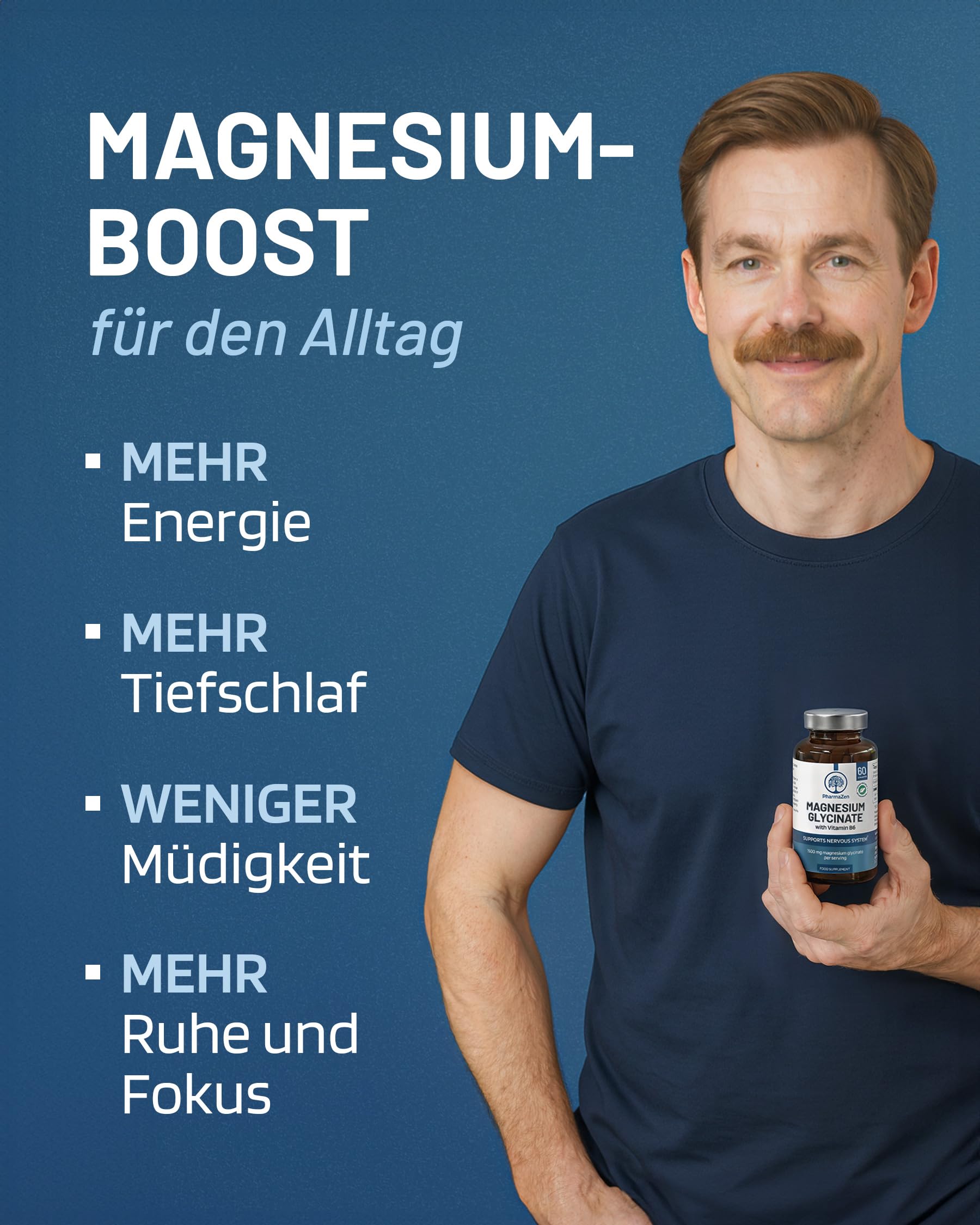 Magnesium Bisglycinat mit Vitamin B6 – Hochdosiert 1500 mg - 120 Kapseln 2