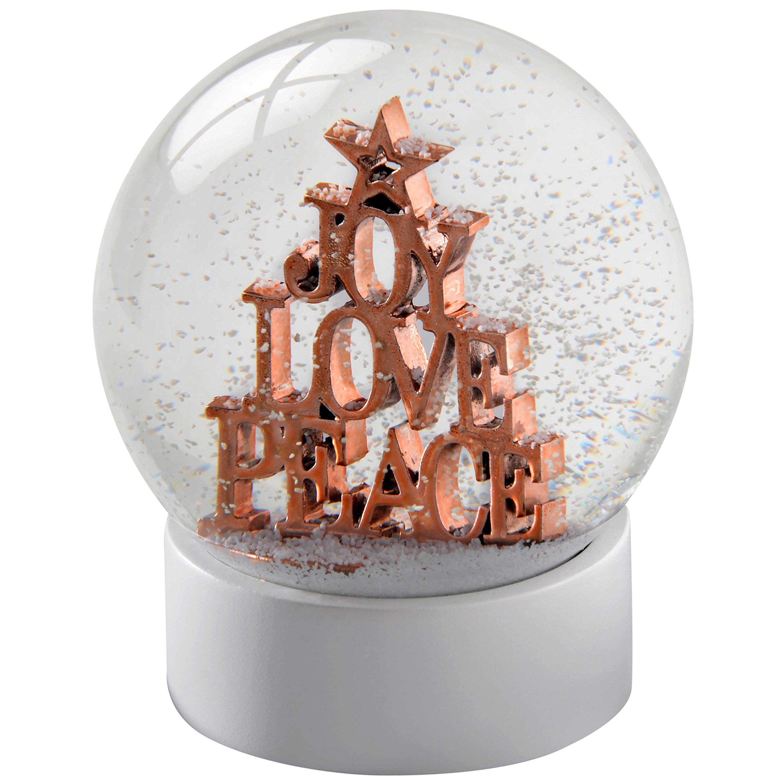 WeRChristmas Joy Love Peace Snow Globe Christmas Decoration - 12 cm, Rose Gold/Multi-Colour