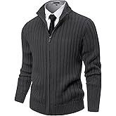 NITAGUT Men's Cardigan Sweater Stand Collar Full Zip Up Sweater Slim Fit Casual Knit for Winter