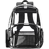 18Inches XLarge Clear Backpack - Transparent Bookbag for School Stadium TSA Approved Heavy Duty Big Clear School Backpack