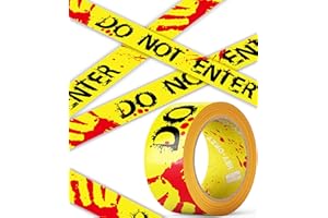 HEY-OKEY 164 Ft Long Halloween Do Not Enter Caution Tape Roll - 3-Inch Wide for Extra Coverage – Perfect for Indoor/Outdoor Crime Scene Decor, Door Window Decorations and Halloween Party Setup - H1