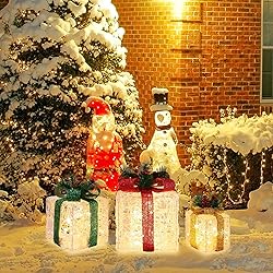 LAMPHOME 70 LED Christmas Set of 3 Lighted Clear