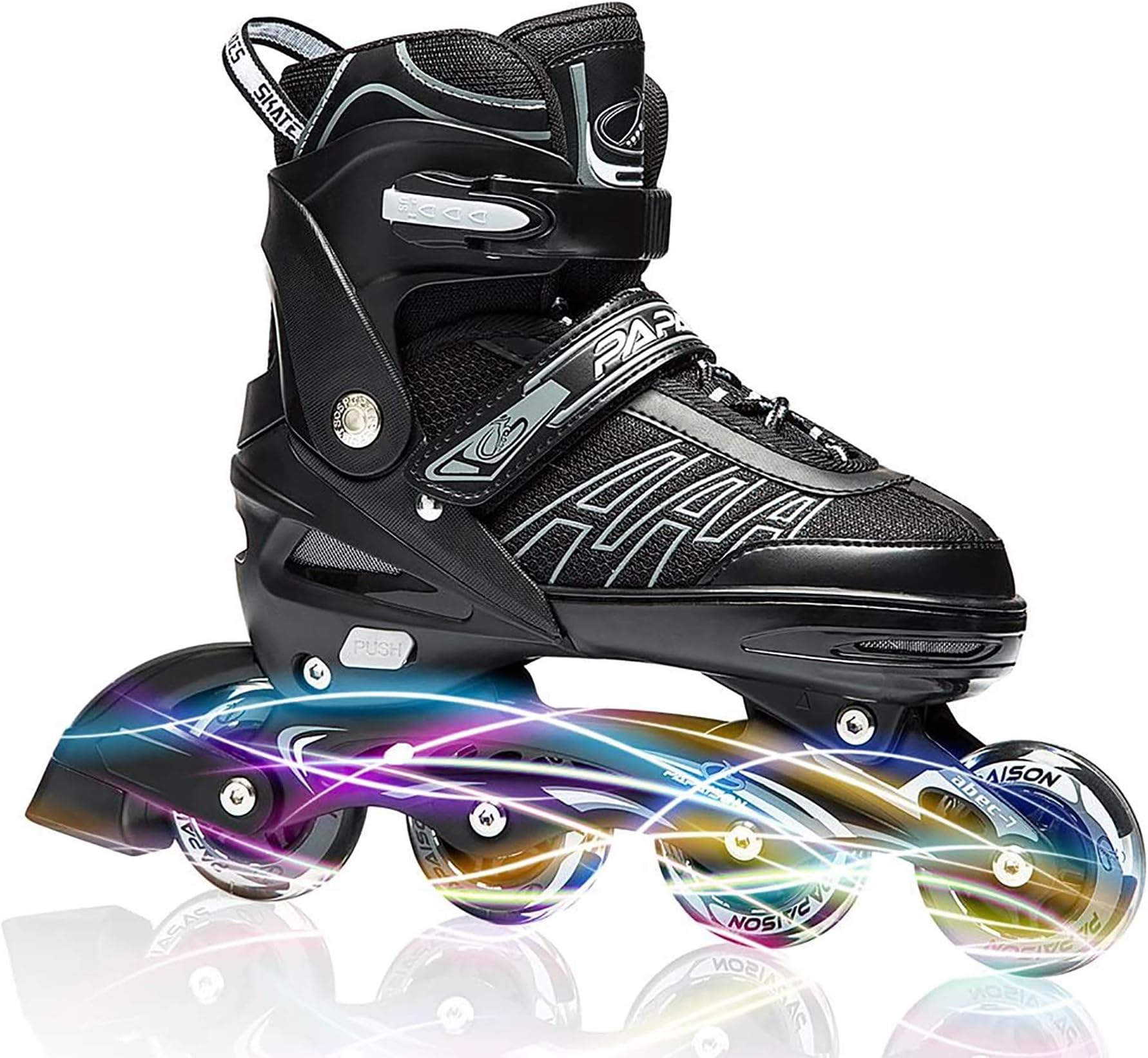 ITurnGlow Adjustable Inline Skates for Kids and Adults, Roller Skates with Featuring All Illuminating Wheels, for Girls and Boys, Men and Ladies