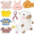 HACHIMI Capybara Plush with 9 pcs Clothes & Accessories, Dress Up Capybara Stuffed Animal Plush Toys, 10.2 in Cute Plushies for Girl/Boy Birthday (White)