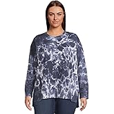 Terra & Sky Women's Plus Relaxed Crewneck High-Low French Terrycloth Sweatshirt