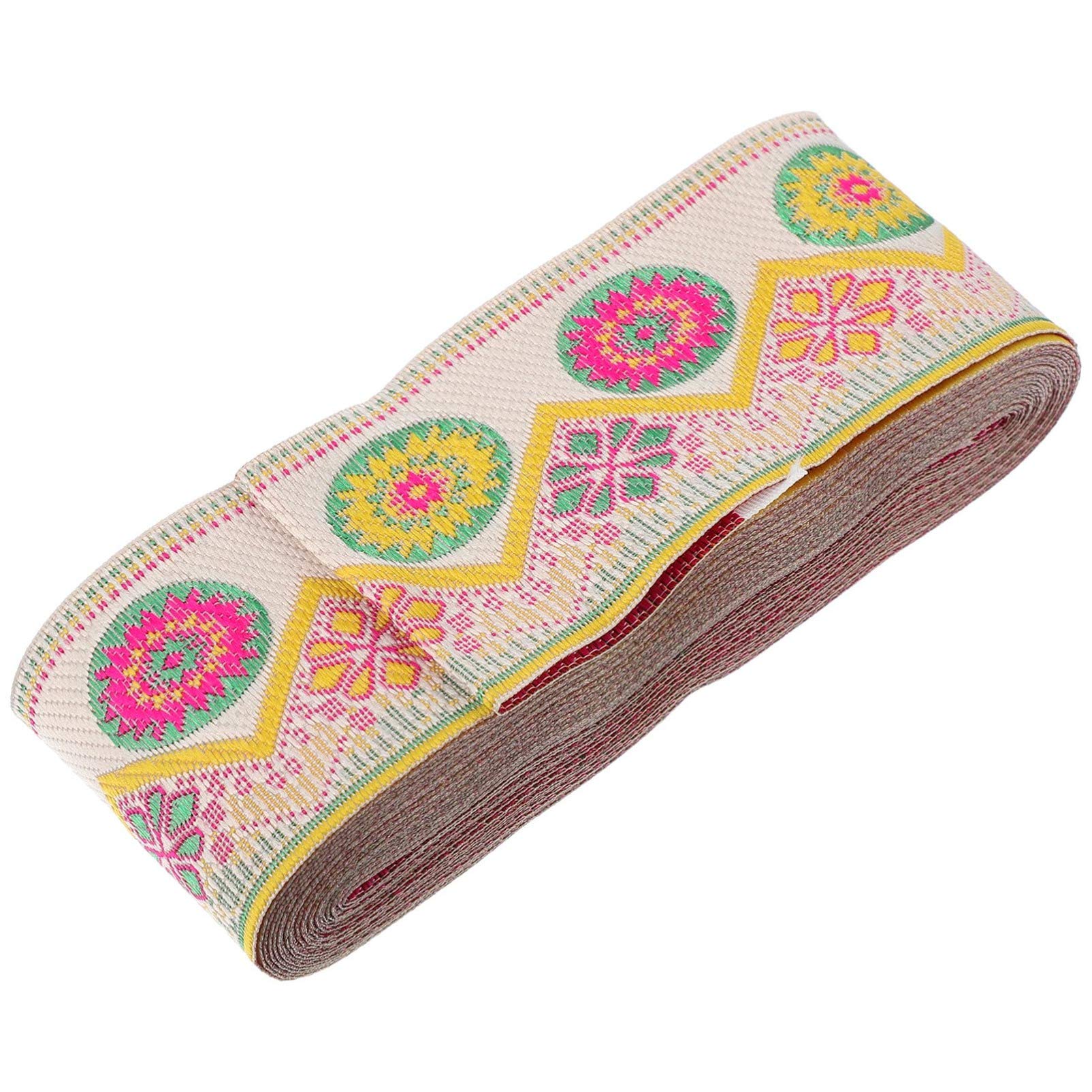 Jacquard Ribbon Geometric Emobridered Woven Ribbon Fabric Floral Trim Fringe for DIY Clothing Garment Accessories Embellishment Decorations