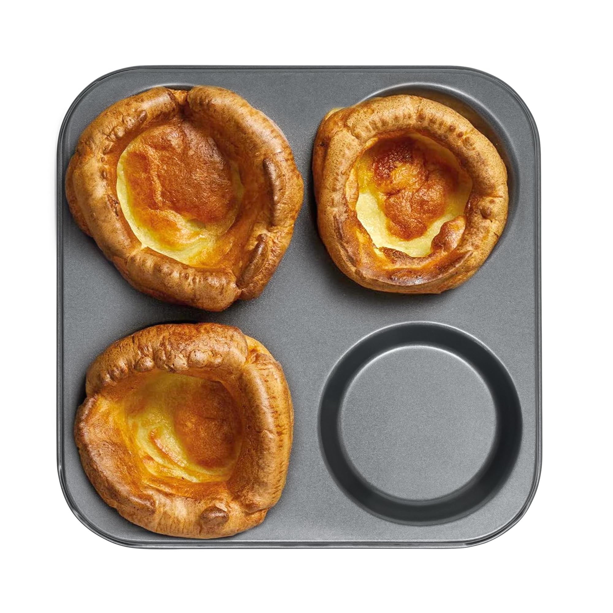 WINSOME Yorkshire Pudding Tray 4 Cup Muffins Bakeware Tins & Trays Premium Nonstick Cupcake Tray for Oven Baking Roasting Tin (Pack of 1)