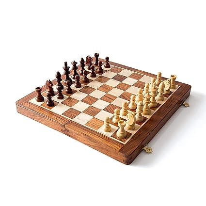 FITFREAK Magnetic Wooden Hand Crafted Foldable Chess Board Game (14 x 14-inch)