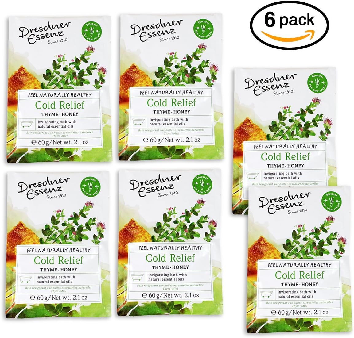 Cold Relief Thyme and Eucalyptus Bath Packet From Germany (6 Pack) by DRESDNER ESSENZ