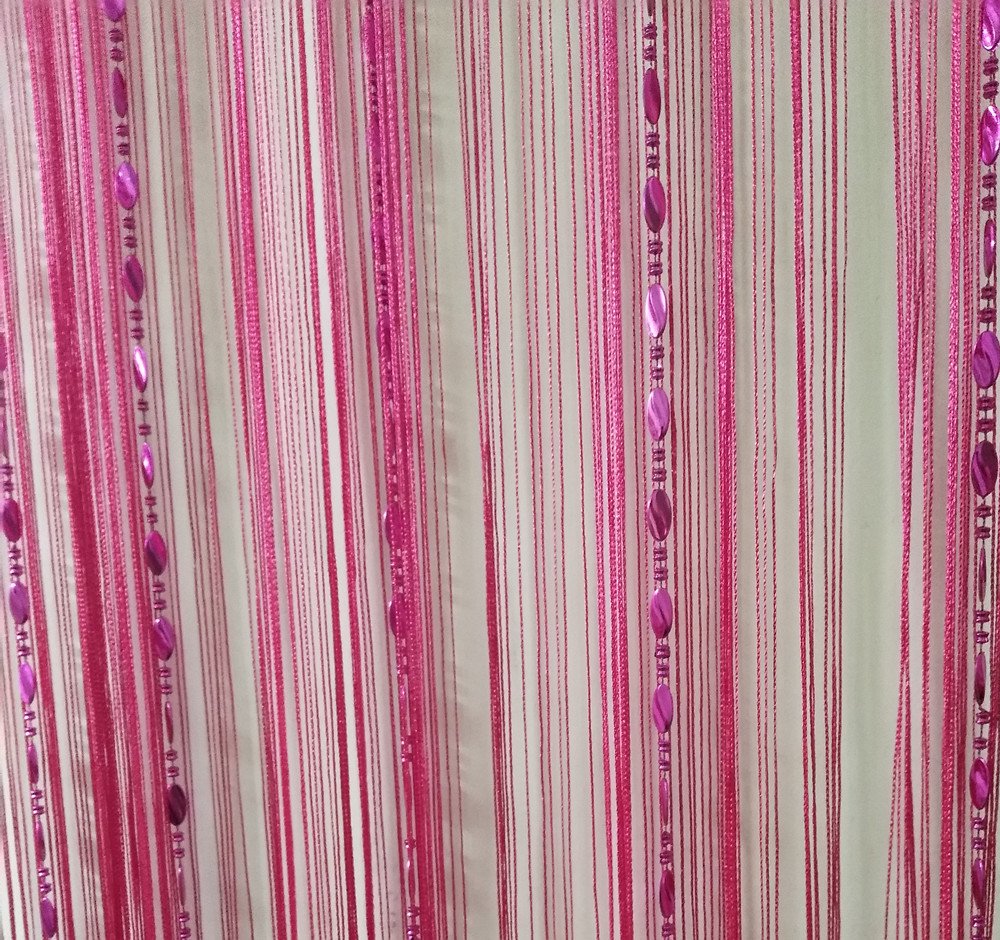100cmX200cm Decorative Door String Curtain Beads Wall Panel Fringe Window Room Divider Blind for Wedding Coffee House Parts Door Divider Beads Tassel Screen Decoration (Rose red 25)