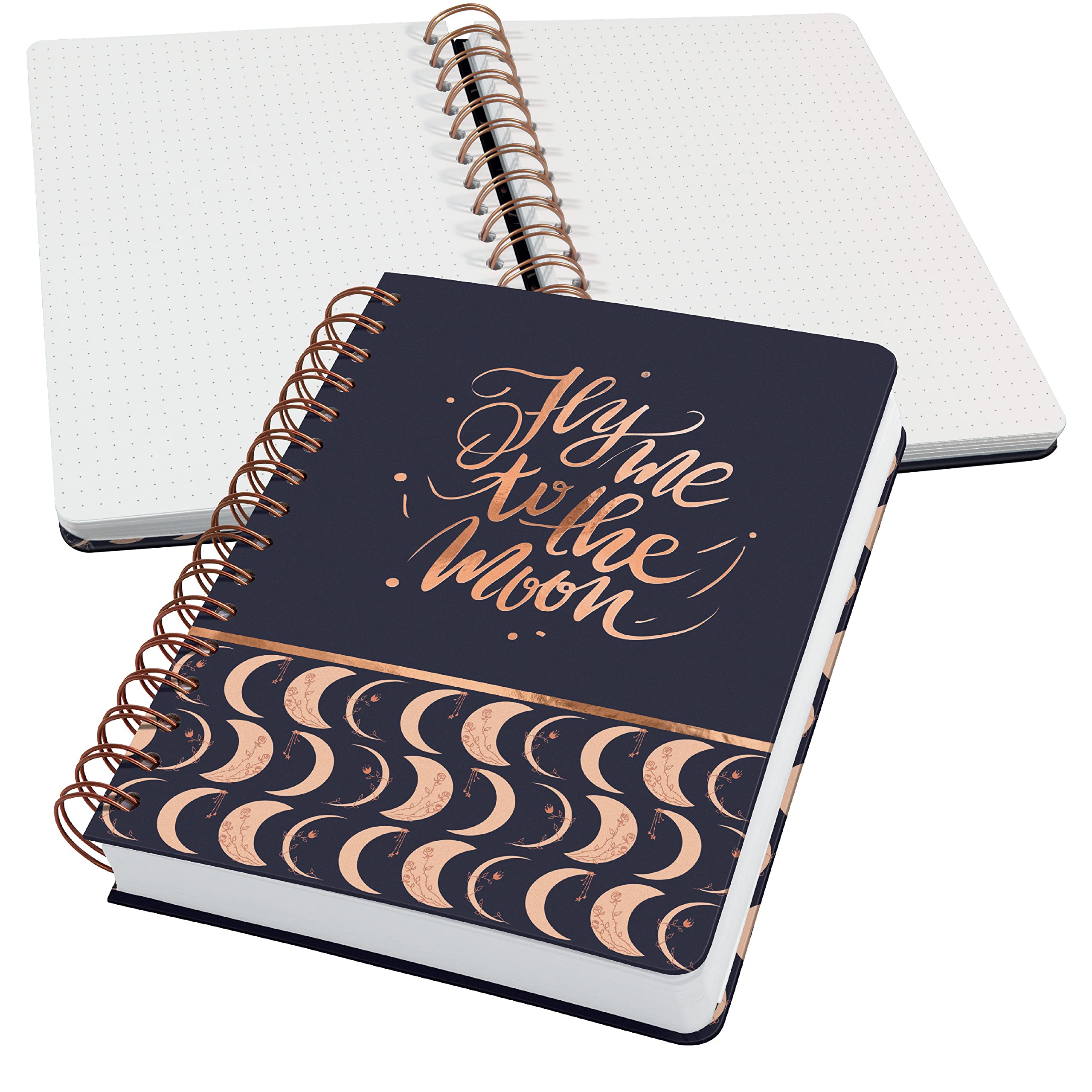 SIGEL JN625 Jolie Spiral notebook, Moonlight Melody, dotted (dot grid), 120 gsm, 16,8 x 21,5 cm, hardcover, 240 pages, Black, Beige, apricot — image 1