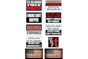 AMERICA FIRST Funny Hard Hat & Helmet Stickers: 10 Decal Value Pack with Two American Flags. Great for a Construction Toolbox, Hardhat, Mechanics Chest & More. Fun Gift for Pro Union Working Men & Women. USA Made.