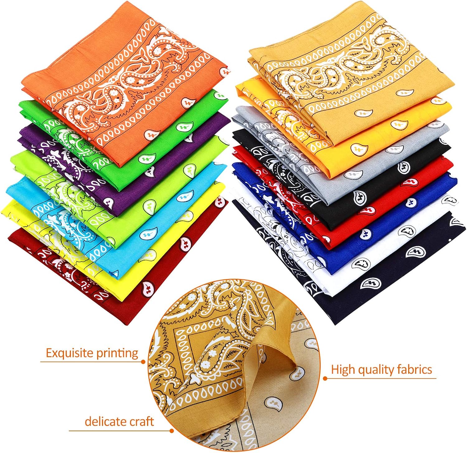 15pcs Bandanas Multi-Purpose Polyester Bandanas Party Outdoor Favor Scarf Headband Handkerchiefs for Unisex Women Men Boy Girls: Clothing
