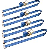 XSTRAP STANDARD 4-Pack 2" x 20' E-Track Ratchet Tie Down Straps 4,401 lbs Break Strength Heavy Duty Cargo Securement for Trailers, Trucks, Vans & Motorcycles with Spring Fittings (Blue)