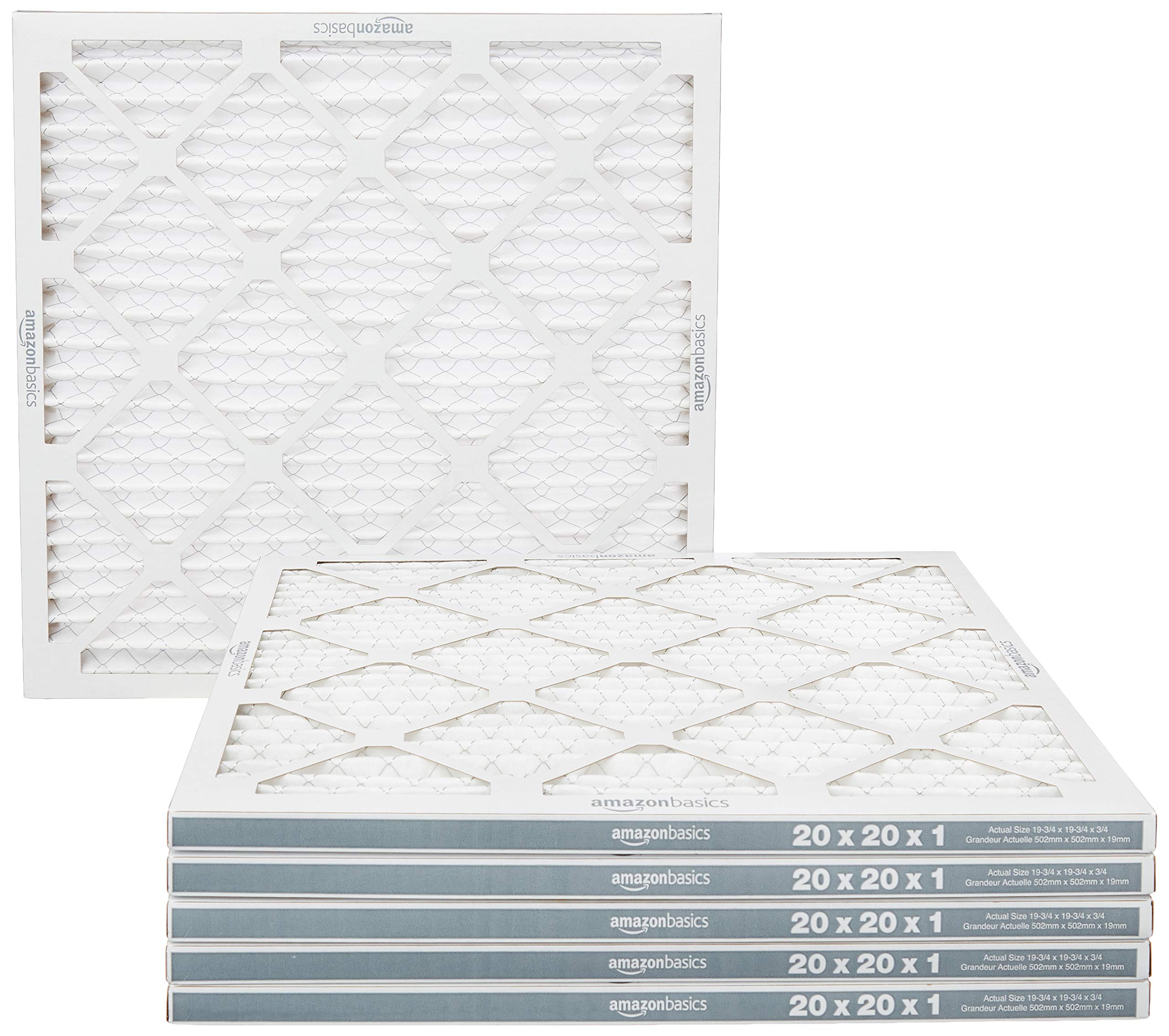 Photo 1 of *****MISSING ONE FILTER****Amazon Basics 20x20x1 Air Filter 6 Pack, MERV 11 AC Furnace Filters (Actual Size: 19.75 x 19.75 x .75)