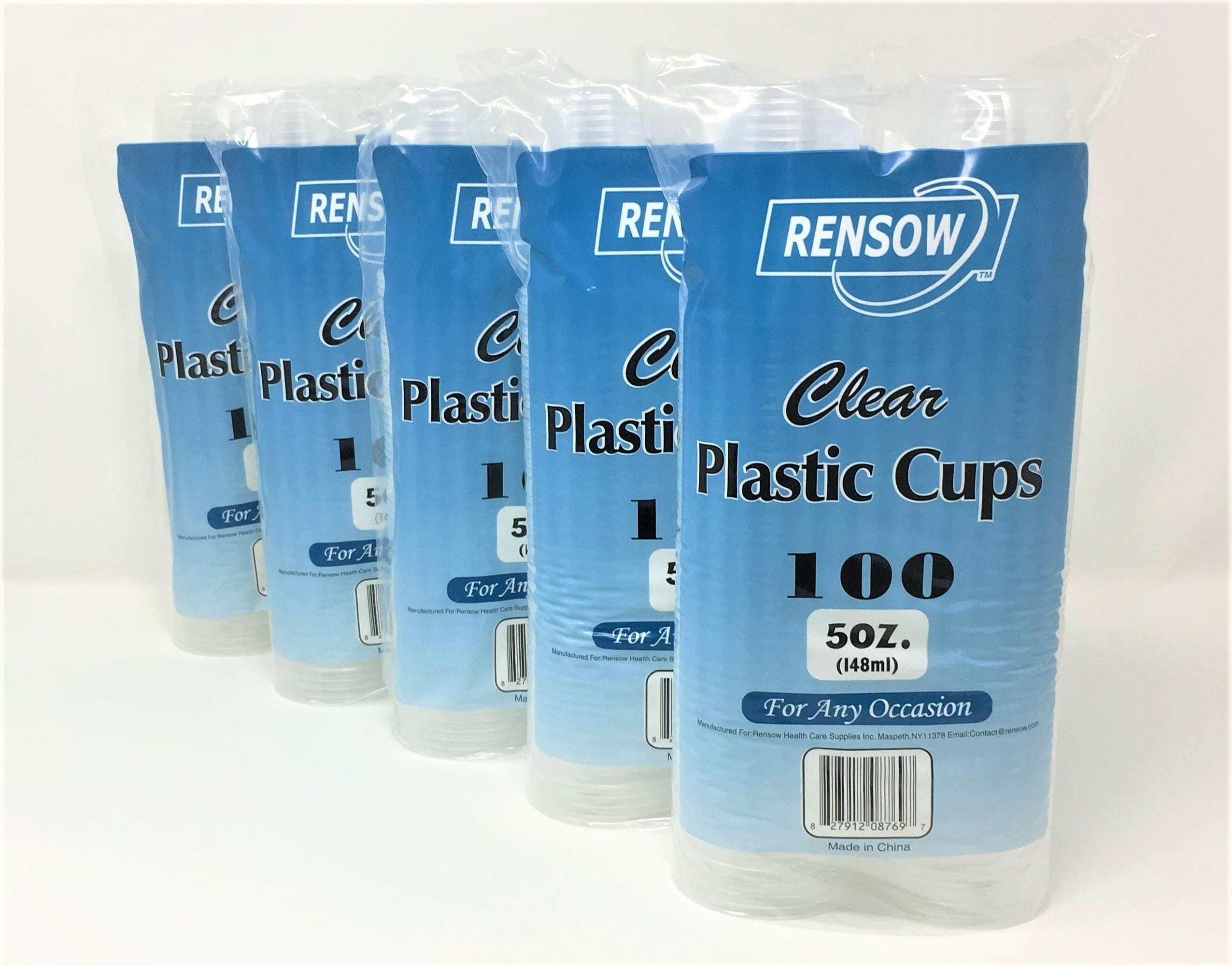 Rensow 5 Ounce Disposable Plastic Cups 500 Count Pack