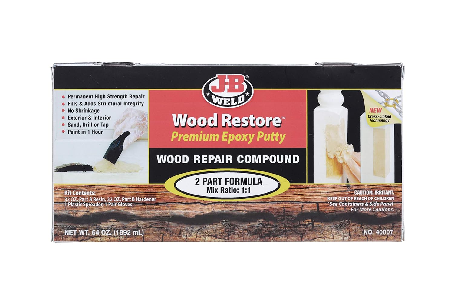 JB Weld 40007 Wood Restore Premium Epoxy Putty Kit 64 oz. 43425400079 eBay