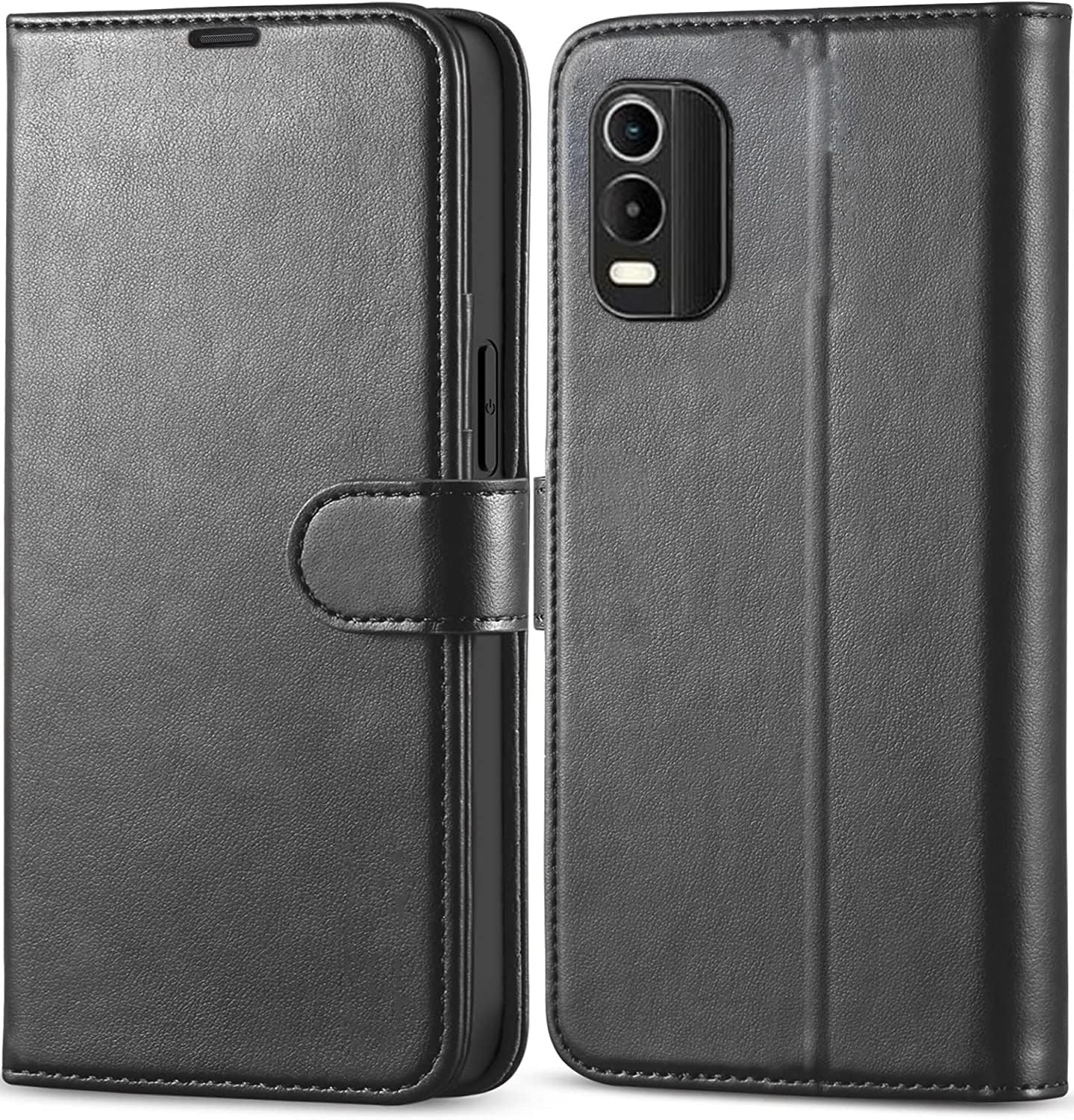 KP TECHNOLOGY Nokia C21 Plus Case, Nokia C21 Plus Leather Case, Nokia C21 Plus Book Flip Leather Wallet Cover with Card Slots for Nokia C21 Plus (BLACK)