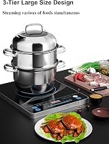 VENTION Large 3 Tier Steamer Pan 28cm 7.7L Induction Stainless Steel view 3