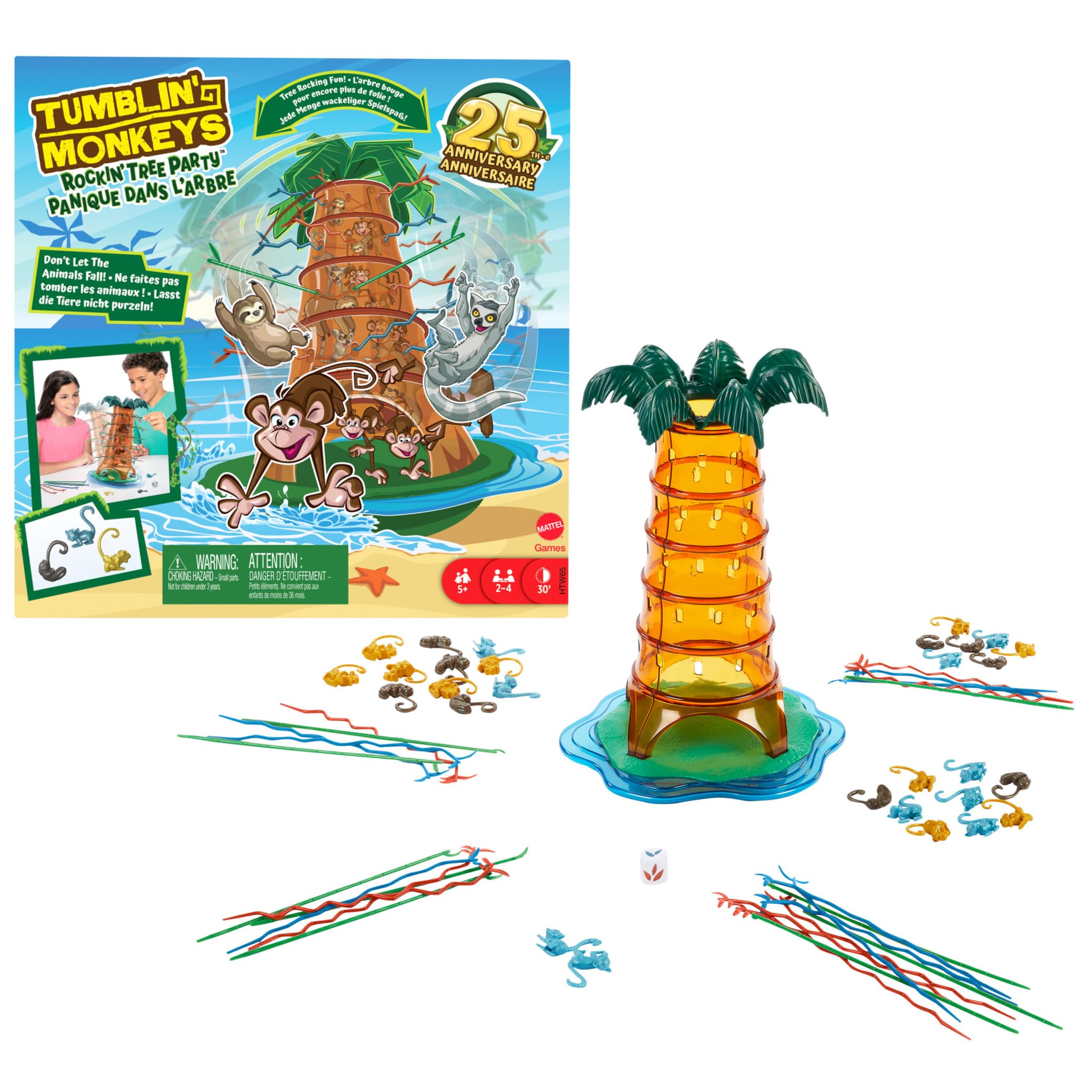 Mattel Games Tumblin Monkeys Rockin Tree Party Game for Family Nights, Game Nights, Travel & Camping, HTW65