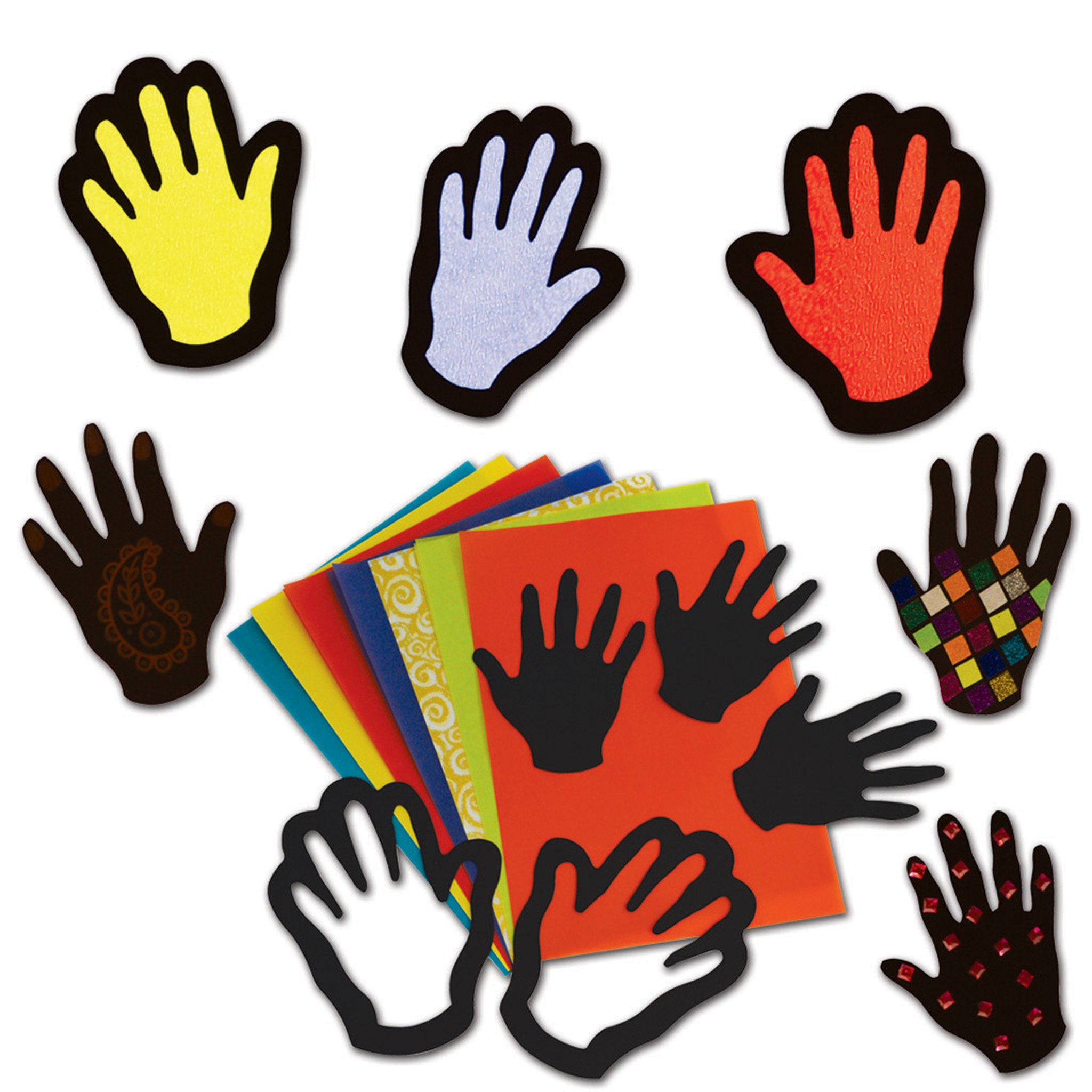 Springboard Stained Glass Silhouette Display Hands Craft Activity (Pack of 32)