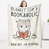 AceThrills Book Lovers Gifts, Bookish Gifts, Book Lover Gifts for Women– Cozy Throw Blanket for Readers, Ideal Birthday, Graduation, Christmas, Farewell, or Retirement Gifts for bookaholics