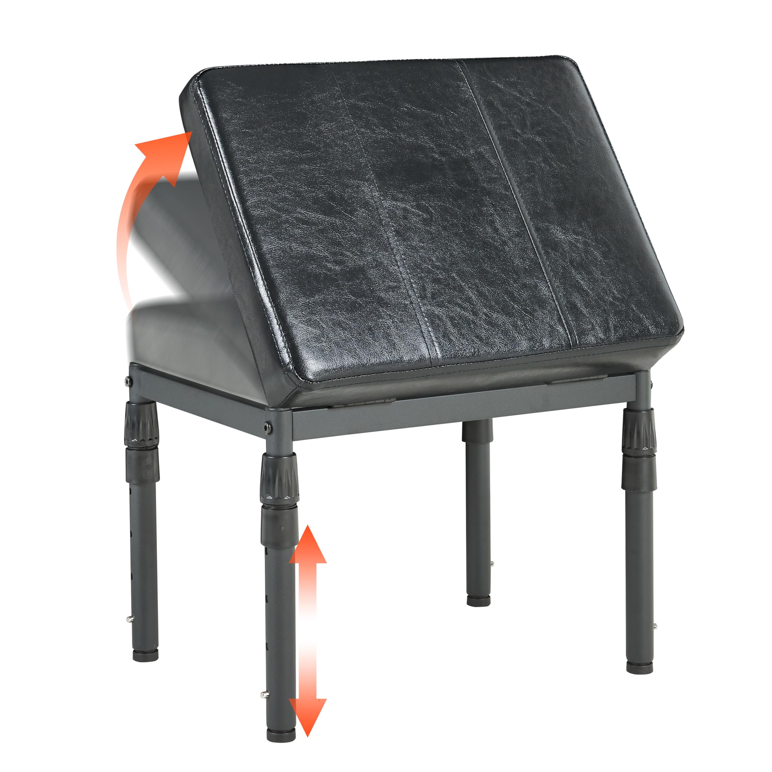 Photo 1 of Adjustable Ottoman Pouf, 4 Height Position & 60 Degree Tilt Angle Synthetic Leather Ottomans Foot Stools Stool Pouffe FootStool Under Desk for Living Room Home Office(Black Synthetic Leather)