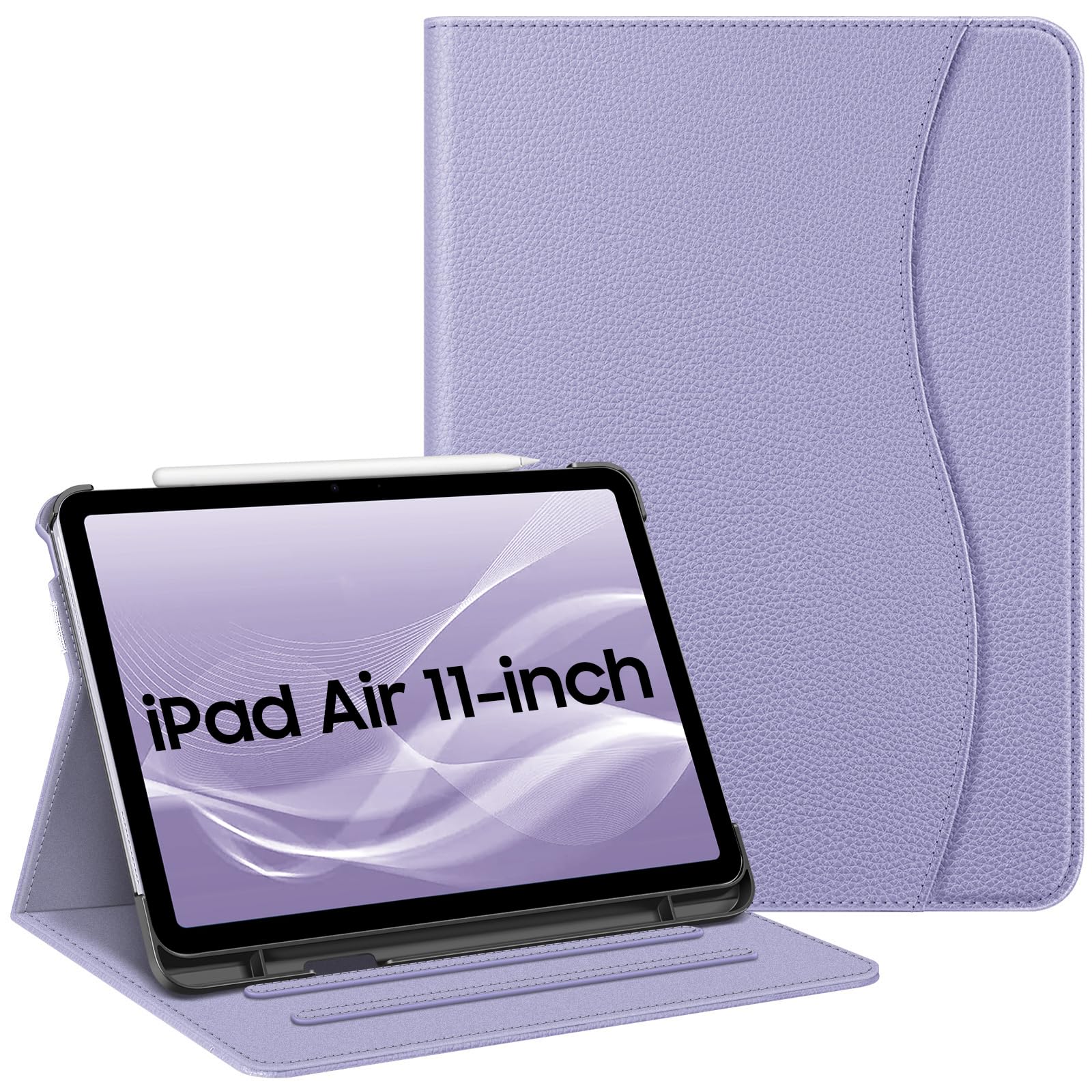 FINTIE Case for iPad Air 11 Inch M4 (2026)/M3 (2025)/M2 (2024), iPad Air 5th Generation (2022) 10.9 Inch - [Multi-Angle ] Folio Stand Protective Cover with Pencil Holder & Pocket, Lilac Purple
