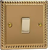 Varilight Single Rocker Light Switch 2-Way Georgian Brass XG1D