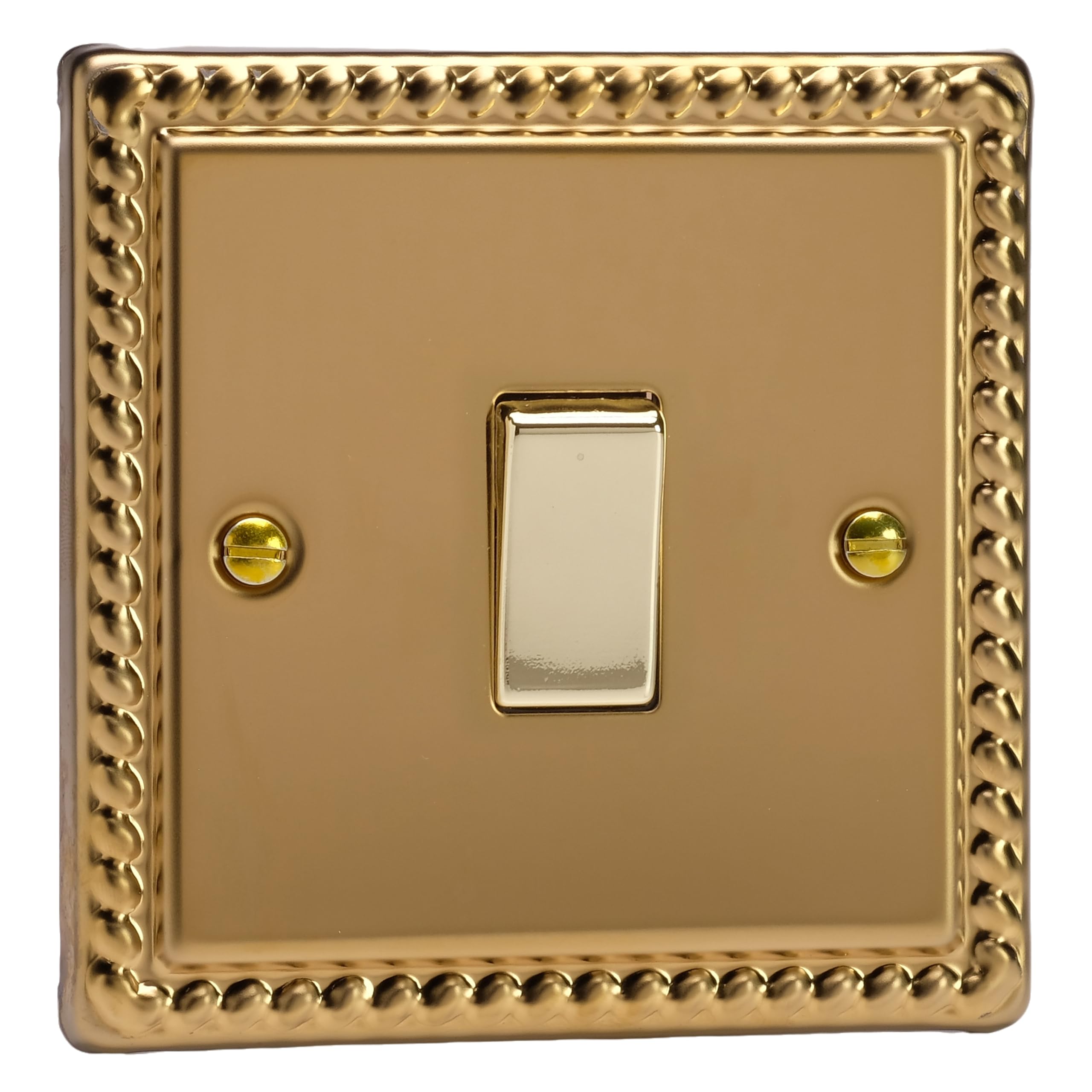 Varilight Single Rocker Light Switch 2-Way - Classic Georgian Brass With Polished Brass Rocker, XG1D
