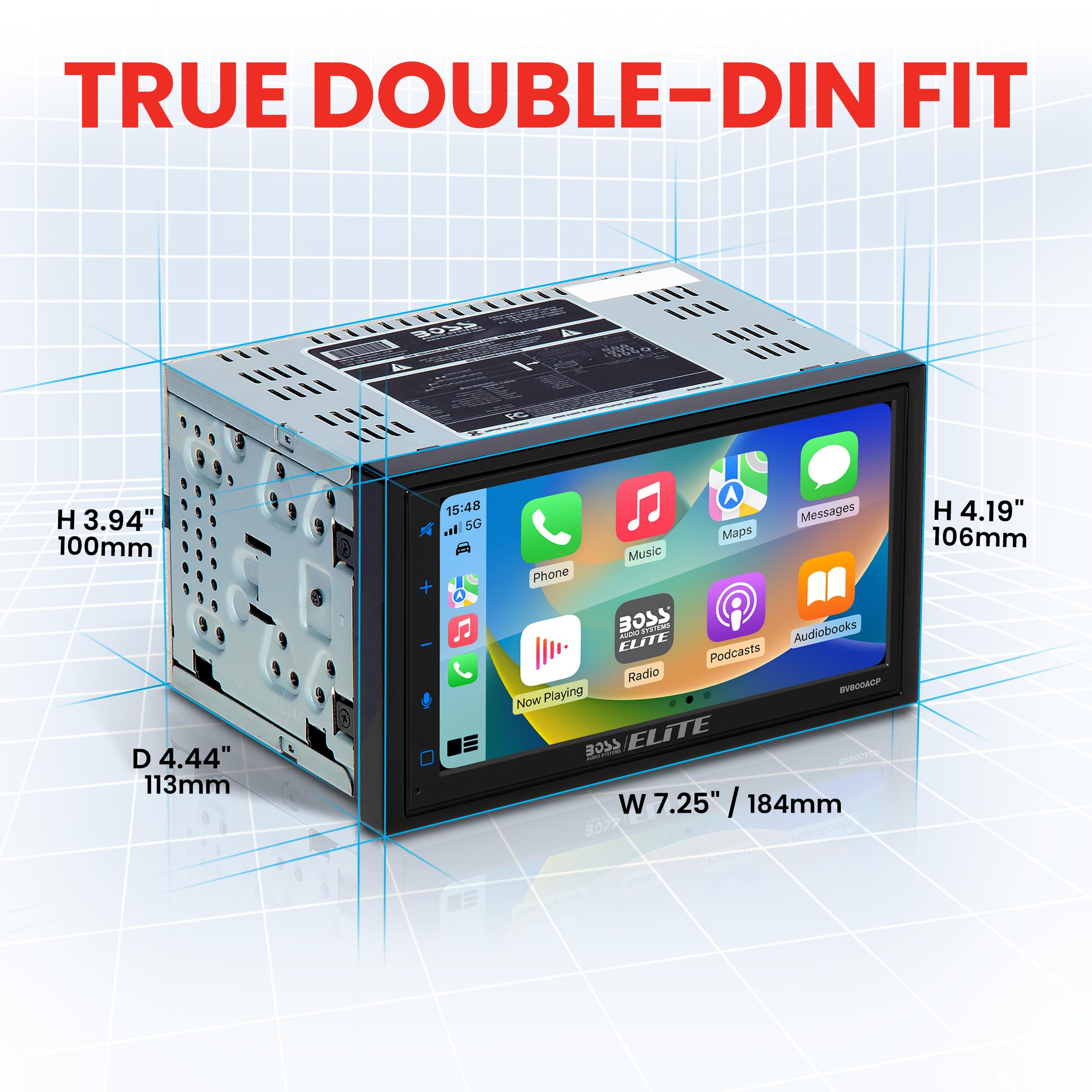 BOSS Audio Systems BV800ACP 6.25-Inch Car Video Receiver, Bluetooth, USB, Android Auto, Apple CarPlay, 3-Year Warranty