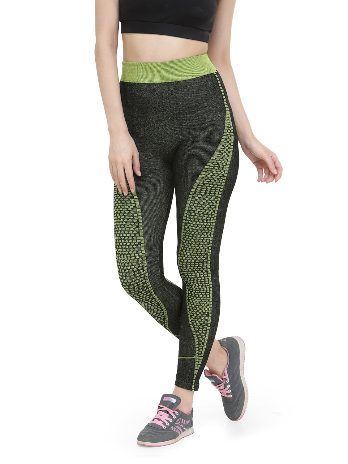 camey women's cotton leggings (lt55_new.green, black, free size)