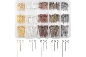 TOAOB THE ONE AND ONLY BABY TOAOB 650pcs Eye Pins for Jewelry Making 16mm 20mm 30mm 5 Colors Metal Head Pins Findings for DIY Crafts Necklaces Bracelets Earrings